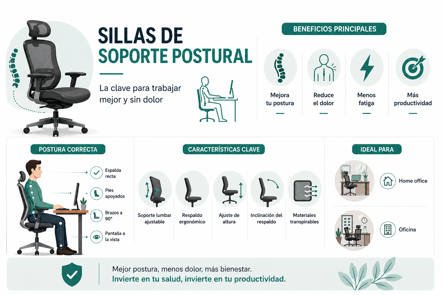 Infografía sillas de soporte postural